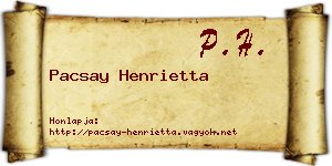 Pacsay Henrietta névjegykártya